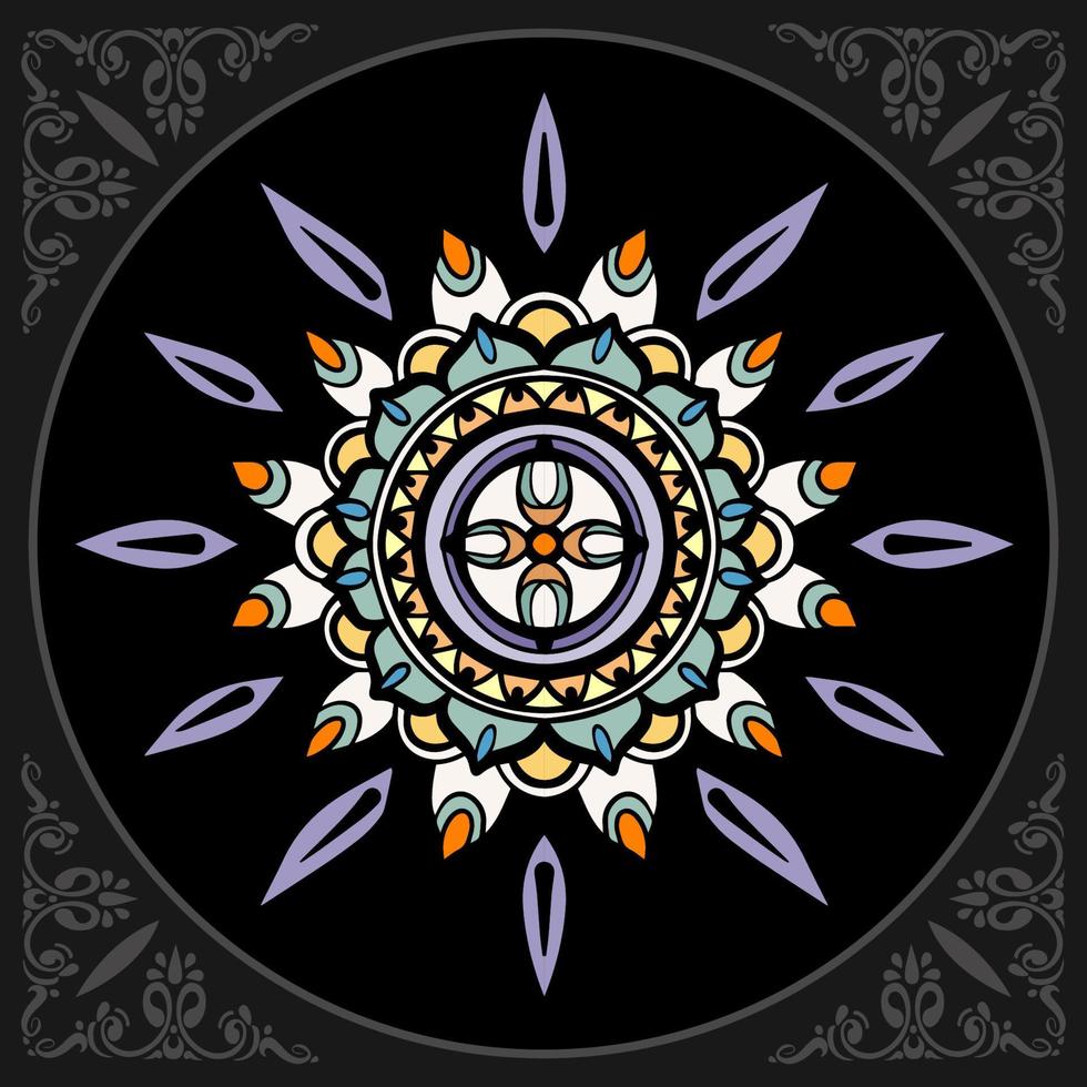 colorato cerchio mandala arti isolato su nero sfondo. vettore