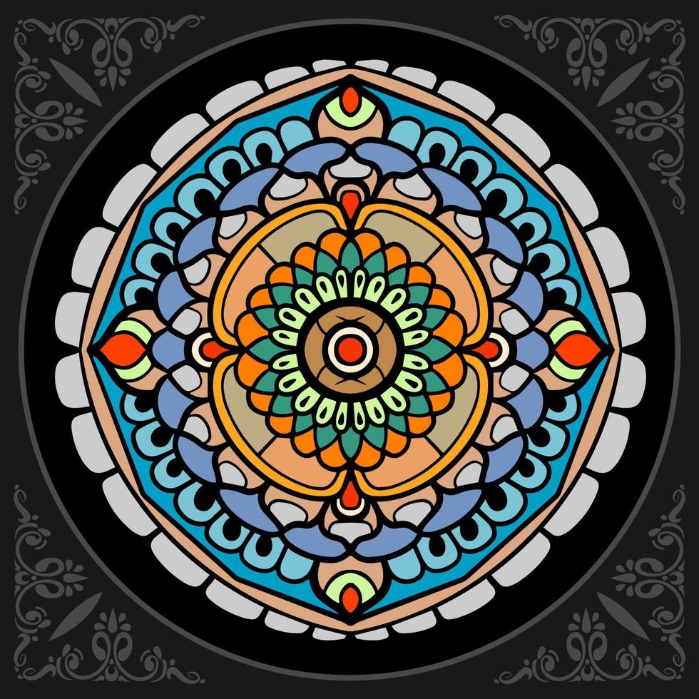 colorato cerchio mandala arti isolato su nero sfondo. vettore