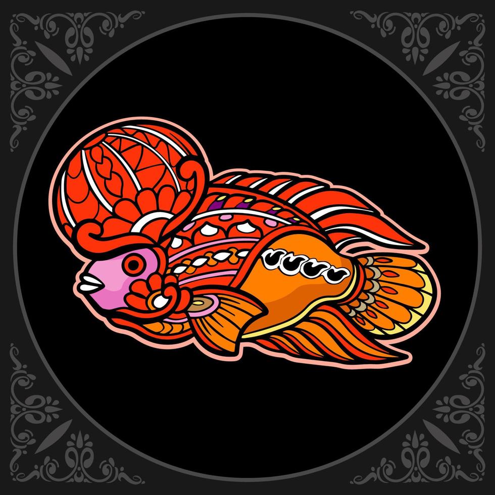 colorato fiore corno pesce mandala arti isolato su nero sfondo vettore