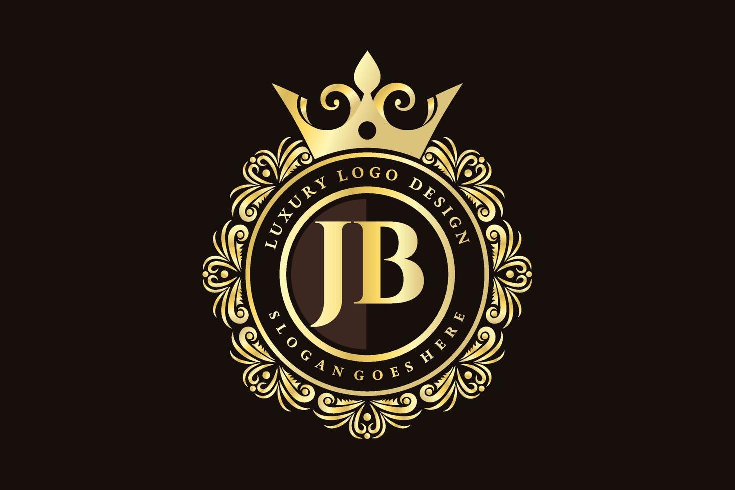jb iniziale lettera oro calligrafico femminile floreale mano disegnato araldico monogramma antico Vintage ▾ stile lusso logo design premio vettore
