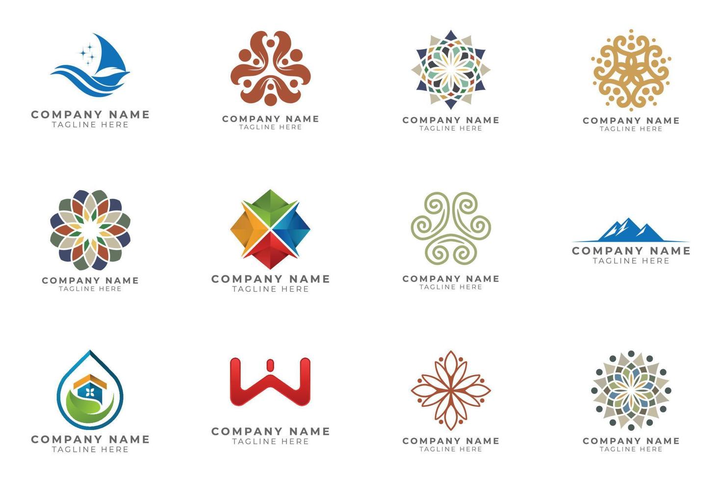 logo impostato moderno e creativo il branding idea collezione per attività commerciale azienda. vettore