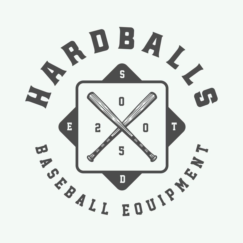 logo sport baseball vintage, emblema, distintivo, marchio, etichetta. grafica monocromatica. illustrazione. vettore. vettore