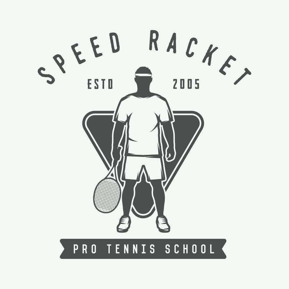 Vintage ▾ tennis logo, distintivo, emblema e tanto di più. vettore illustrazione. grafico retrò arte.