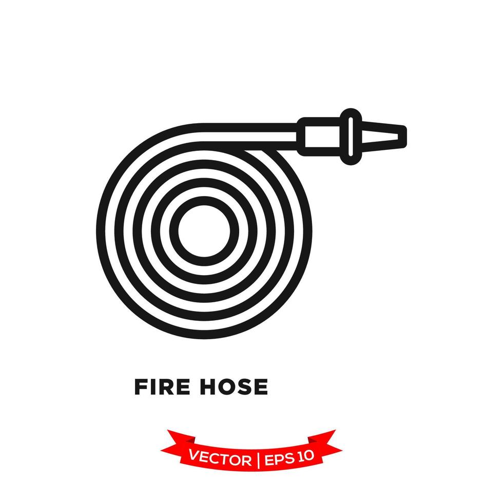 fuoco tubo flessibile icona nel di moda piatto design vettore