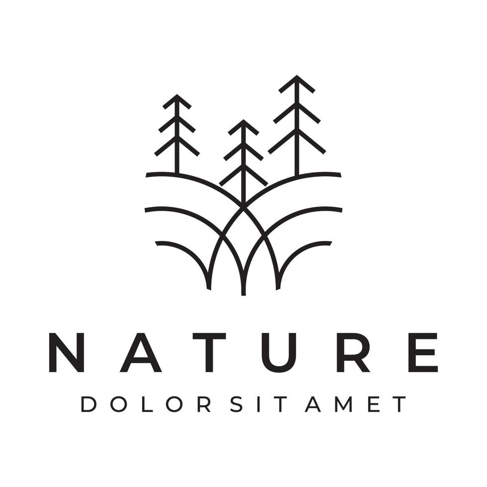 creativo astratto pino albero e pino foresta logo modello design isolato sfondo.loghi per distintivi, affari, natale, marchi e naturale prodotti. vettore