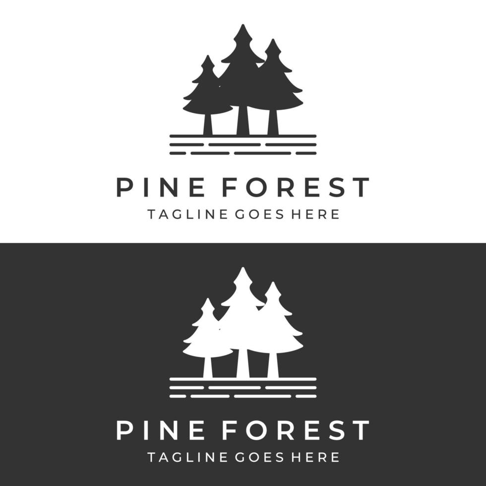creativo astratto pino albero e pino foresta logo modello design isolato sfondo.loghi per distintivi, affari, natale, marchi e naturale prodotti. vettore