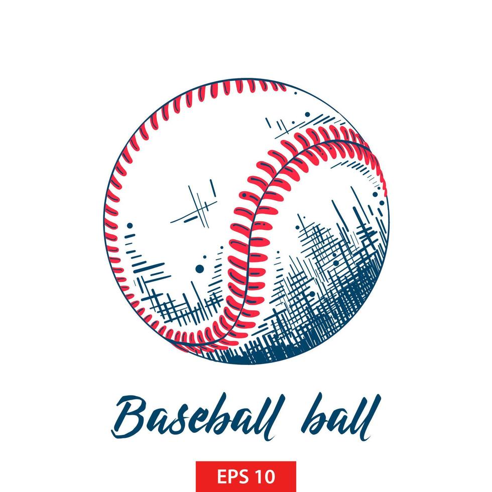 vettore inciso stile illustrazione per manifesti, decorazione e Stampa. mano disegnato schizzo di baseball o softball palla nel colore isolato su bianca sfondo. dettagliato Vintage ▾ acquaforte stile disegno.