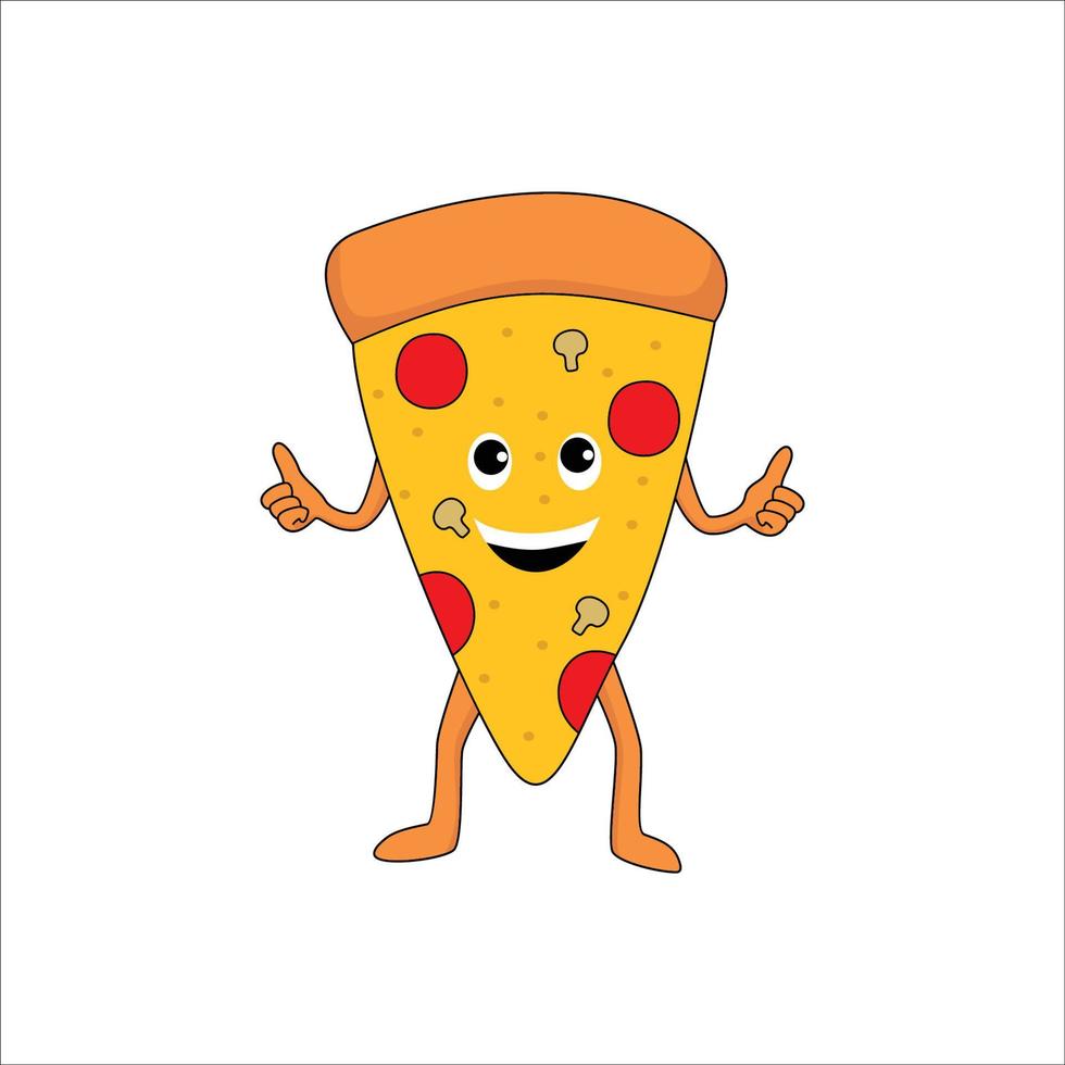 carino fetta di Pizza personaggio design. italiano gustoso cibo portafortuna vettore illustrazione.