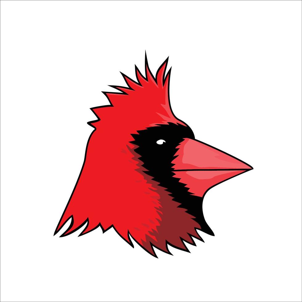 cardinale testa logo design illustrazione. uccello rosso personaggio vettore per attività commerciale.