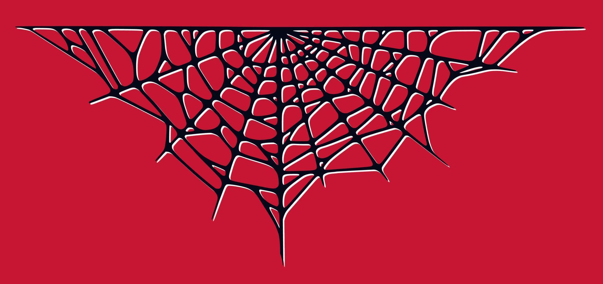 ragno ragnatela isolato su rosso sfondo. spaventoso Halloween ragnatele con rosso fili. vettore illustrazione