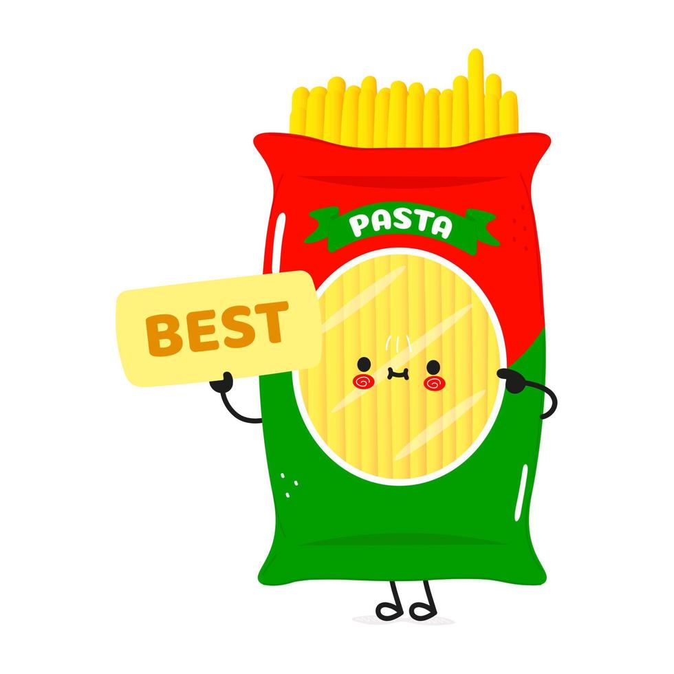 carino spaghetti manifesto migliore carattere. vettore mano disegnato cartone animato kawaii personaggio illustrazione. isolato bianca sfondo. pasta con manifesto migliore