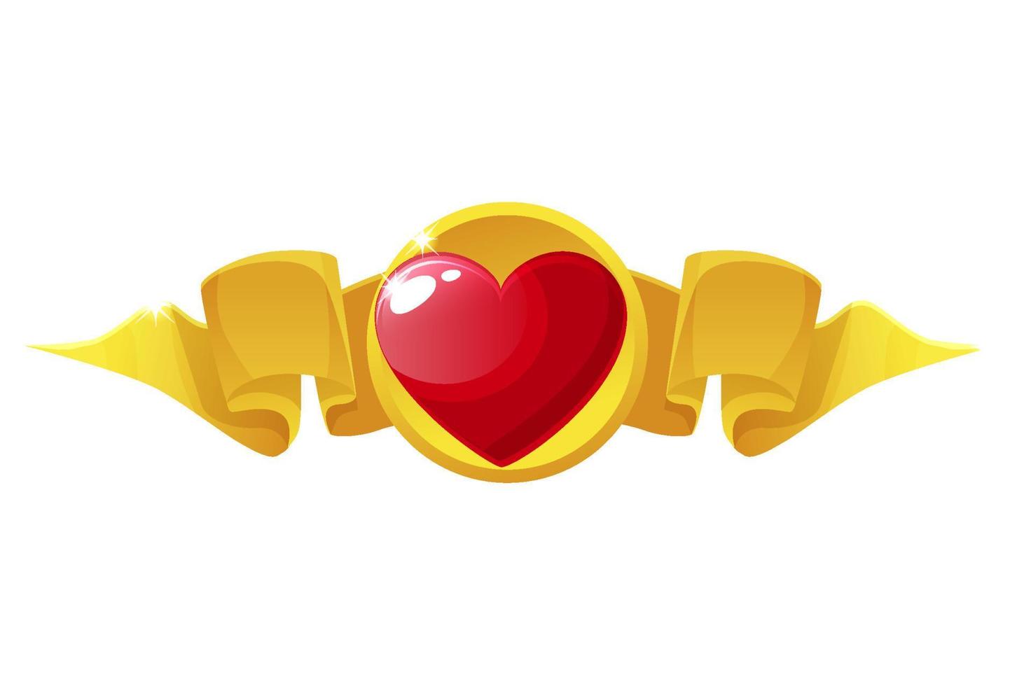 icona d'oro premio con cuore per il gioco. vettore illustrazione cuore concetto su sfondo per grafico design.