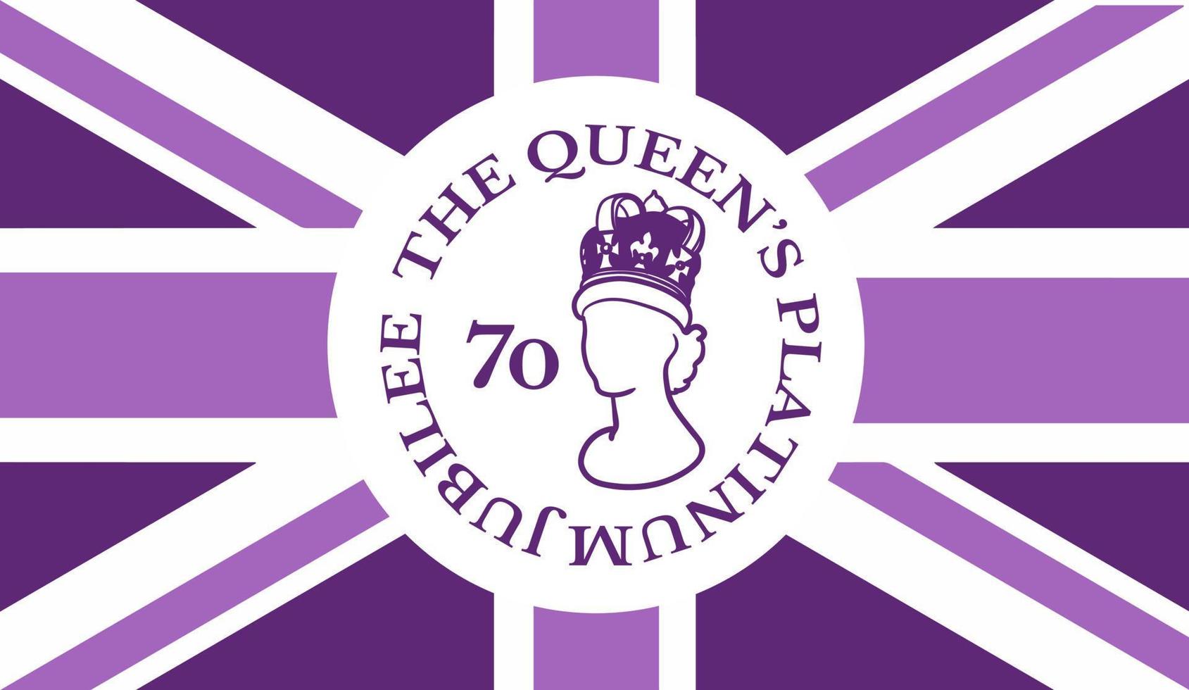 il della regina platino giubileo celebrazione manifesto sfondo con silhouette di Regina Elisabetta vettore