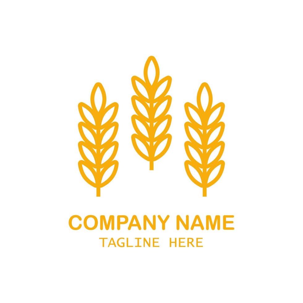 modello di logo di fattoria di vettore dell'icona di spighe di grano. linea simbolo di grano intero illustrazione per attività di panetteria ecologica biologica, agricoltura, birra su bianco
