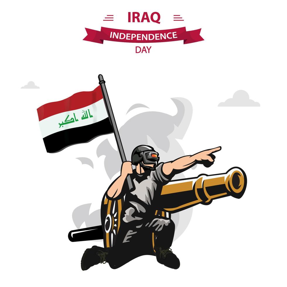 Iraq indipendenza giorno vettore. piatto design patriottico soldato trasporto Iraq bandiera. vettore