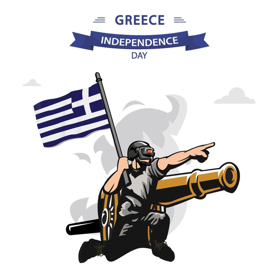 Grecia indipendenza giorno vettore. piatto design patriottico soldato trasporto Grecia bandiera. vettore