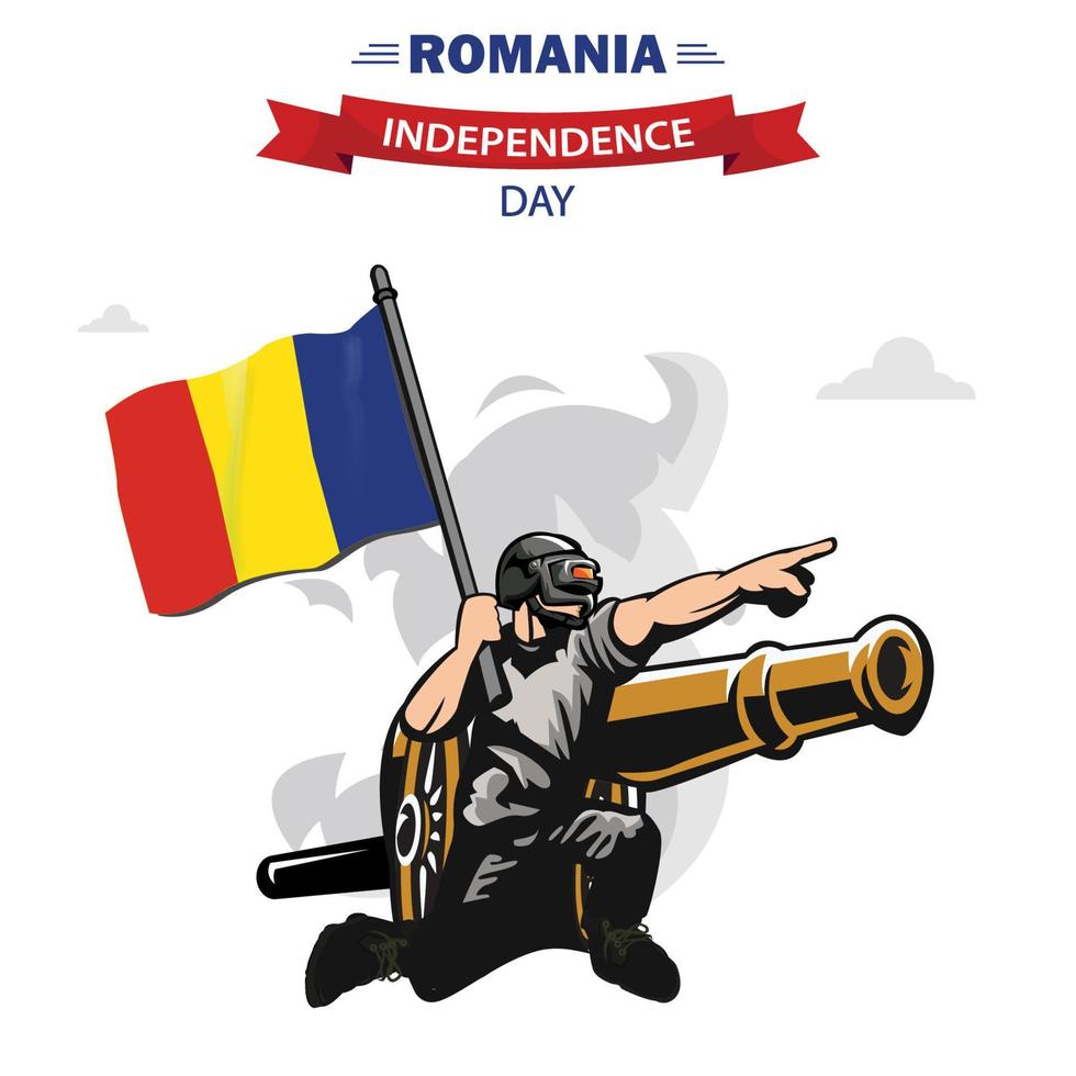 Romania indipendenza giorno vettore. piatto design patriottico soldato trasporto Romania bandiera. vettore