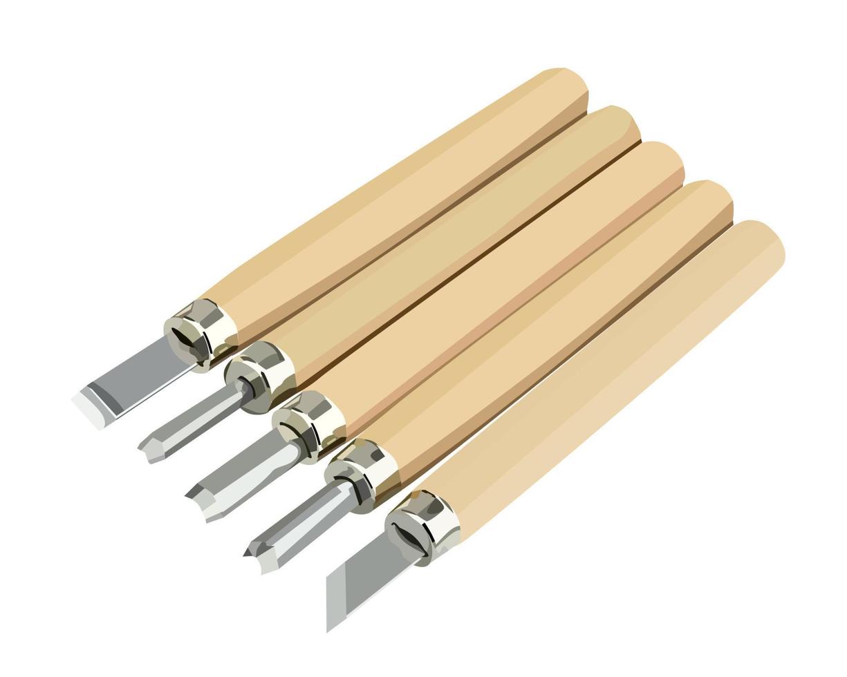vettore illustrazione legna intaglio scalpello isolato su bianca sfondo. carpenteria mano utensili con di legno maneggiare.