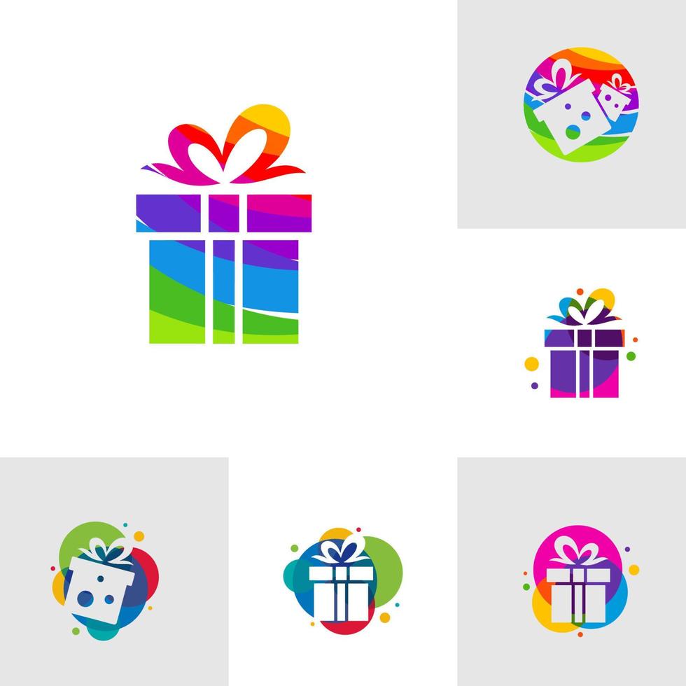 impostato di colorato regalo negozio logo simbolo modello design vettore, emblema, design concetto, creativo simbolo, icona vettore