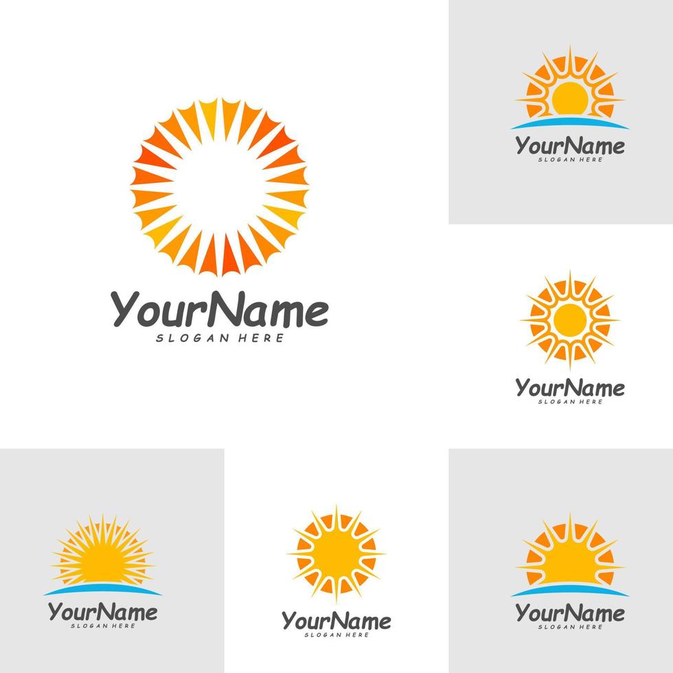 impostato di sole logo design modello, creativo sole logo vettore, semplice icona simbolo vettore