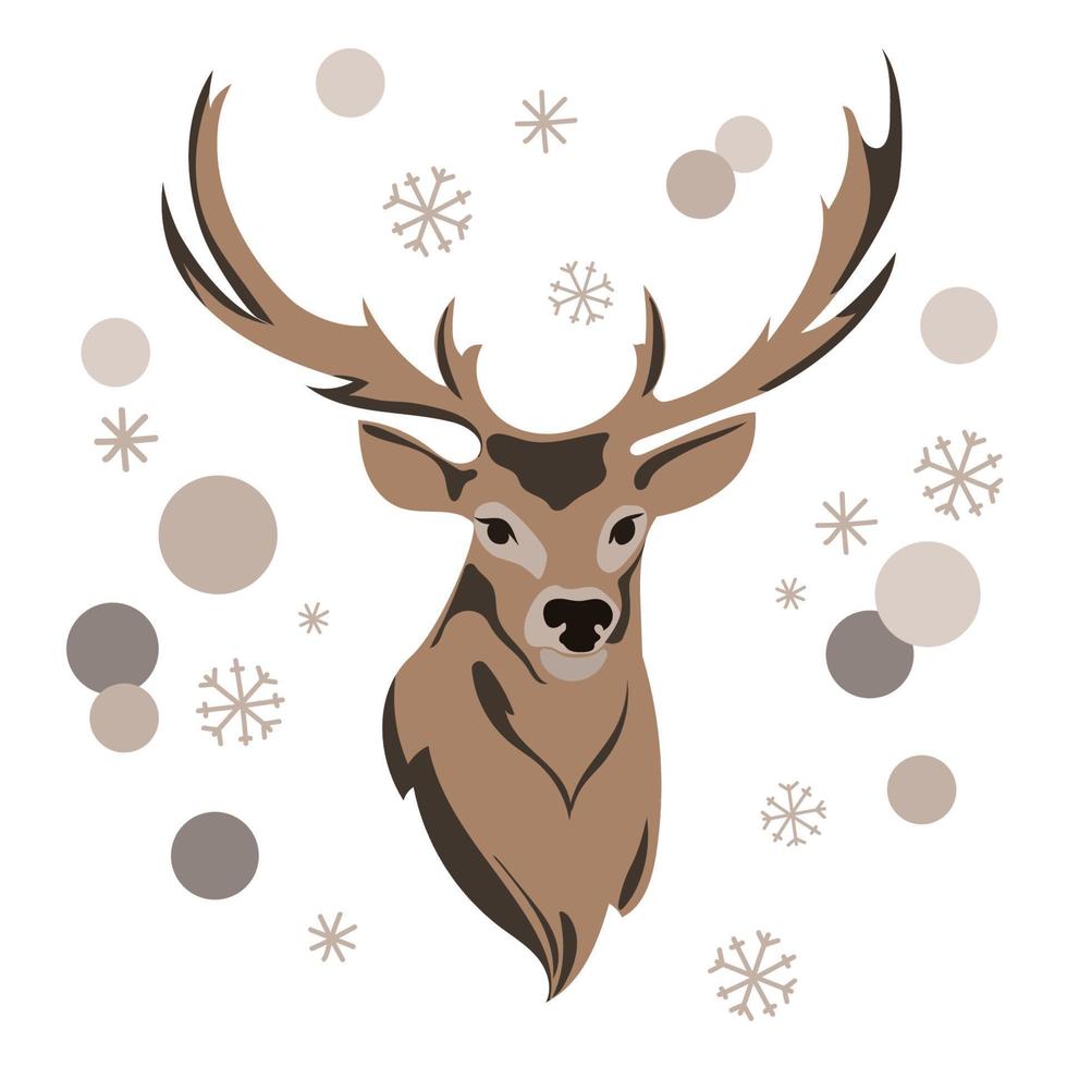 Natale renna con palle e palle di neve astratto arte, decorativo design con renna testa, vettore illustrazione.felice vacanze saluto carta, poster, stampa, piatto design modello con renna