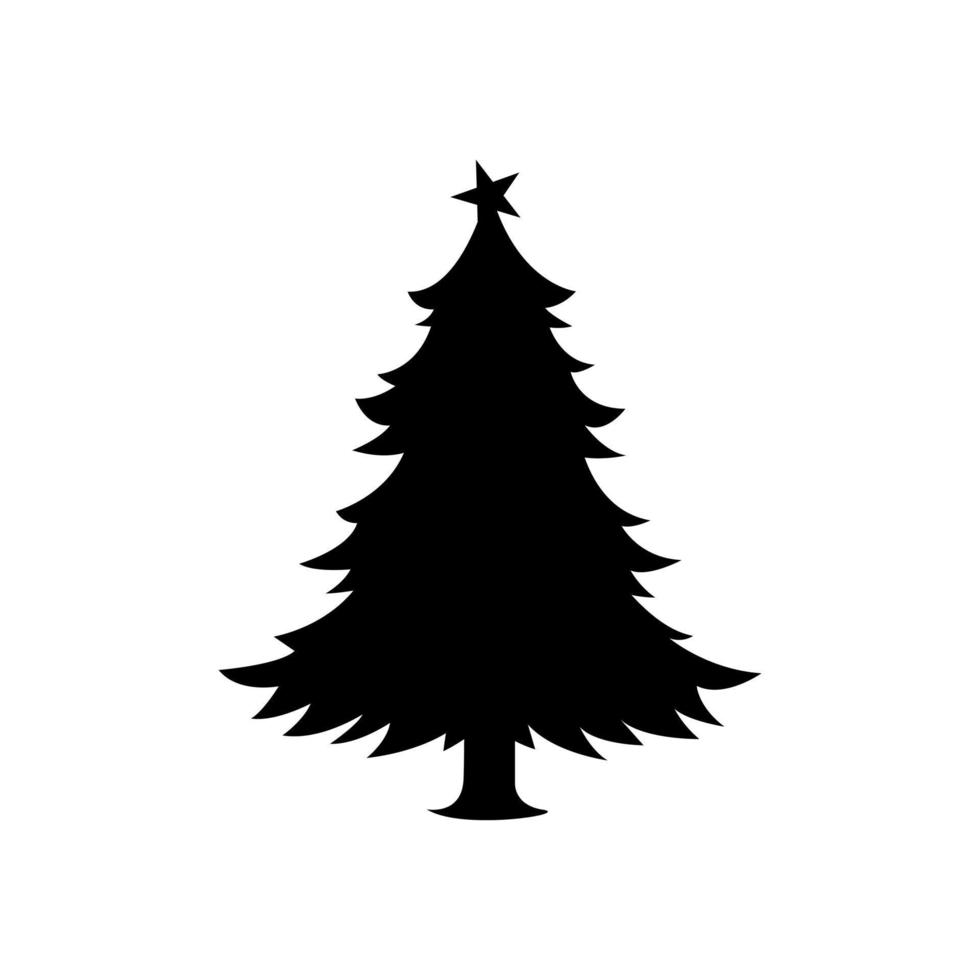 allegro Natale albero icona piatto design con bianca sfondo vettore illustrazione
