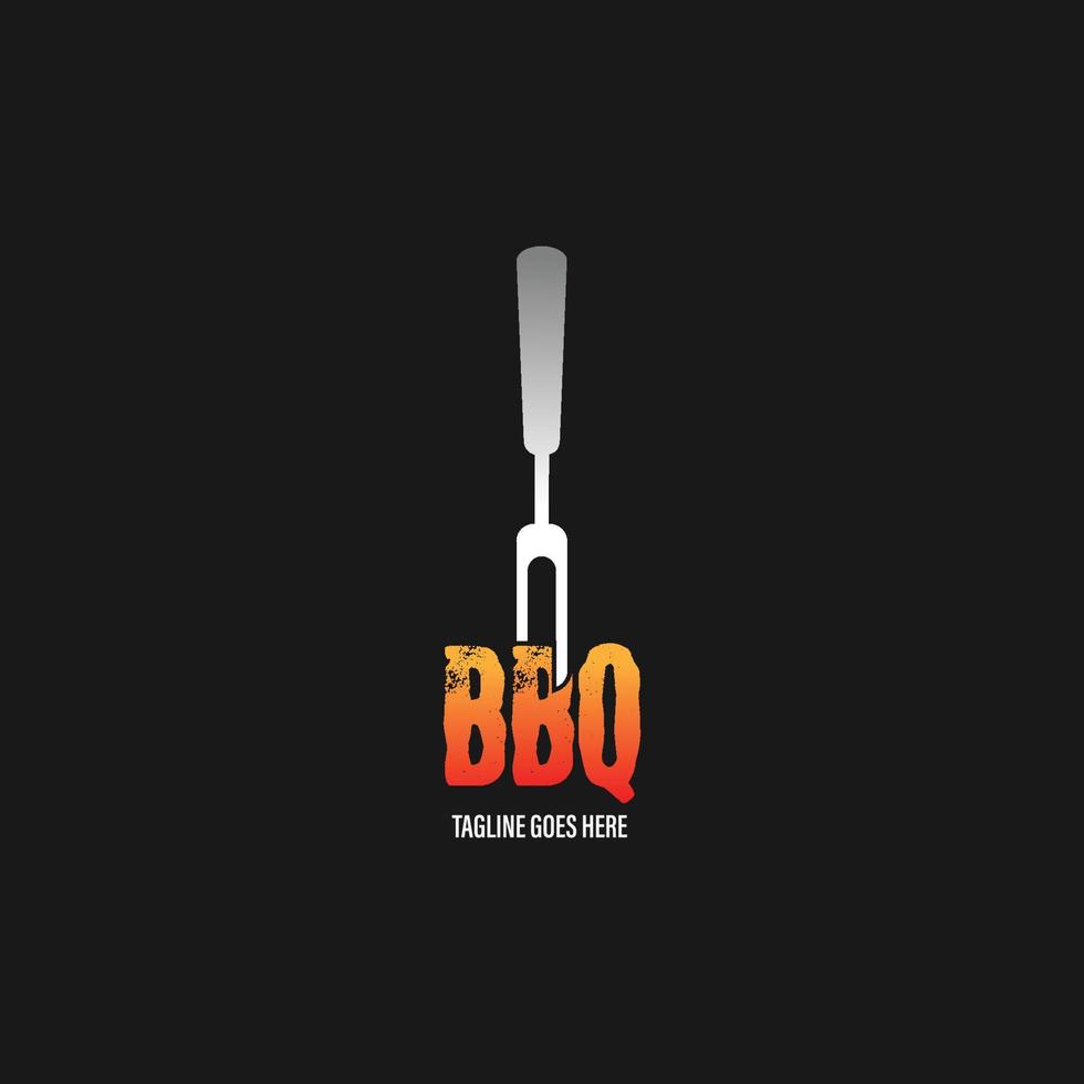 barbecue logo con bbq logotipo e fuoco concetto nel combinazione con spatola vettore