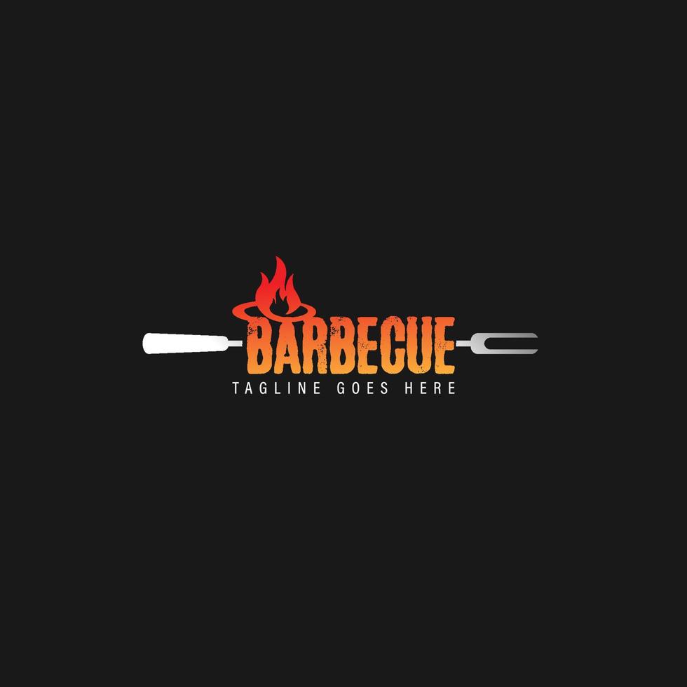 barbecue logo con bbq logotipo e fuoco concetto nel combinazione con spatola vettore