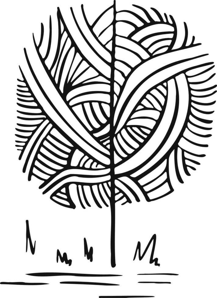 simbolo alberi linea originale modello vettore schema