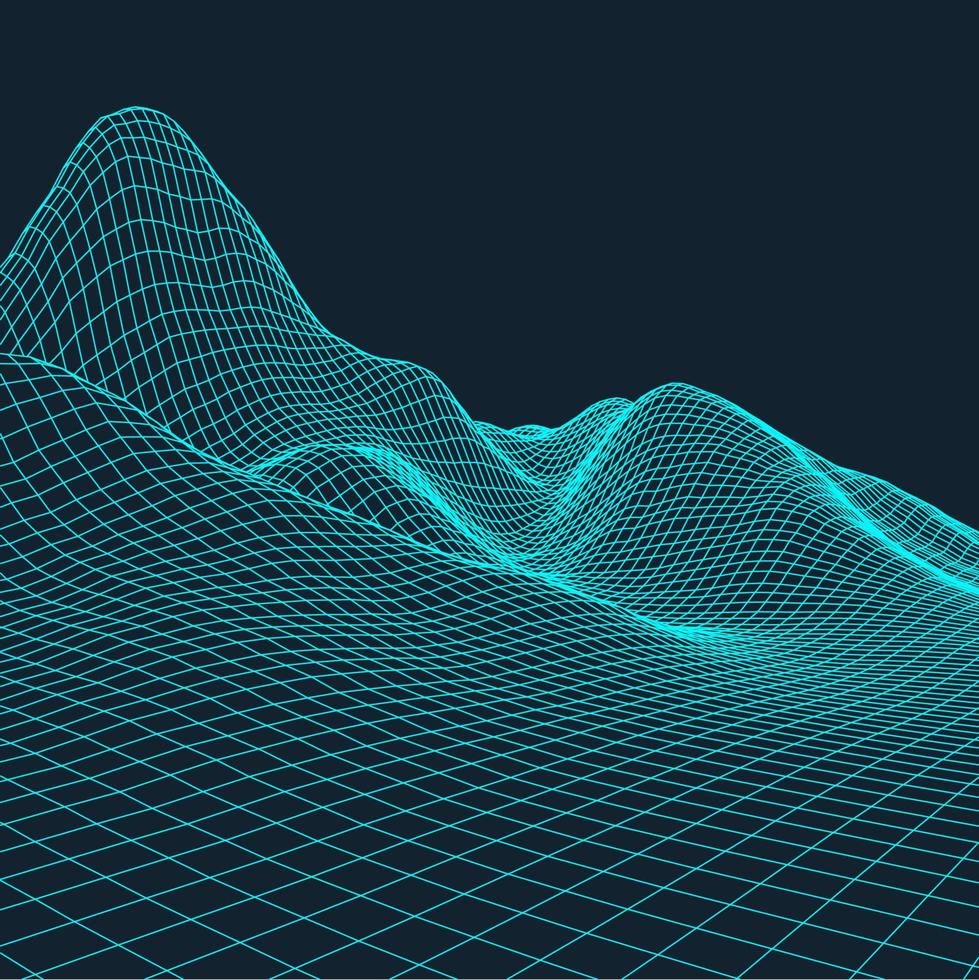 3d wireframe terreno largo angolo eps10 vettore