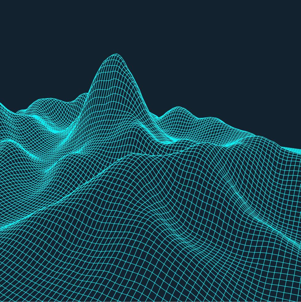 3d wireframe terreno largo angolo eps10 vettore