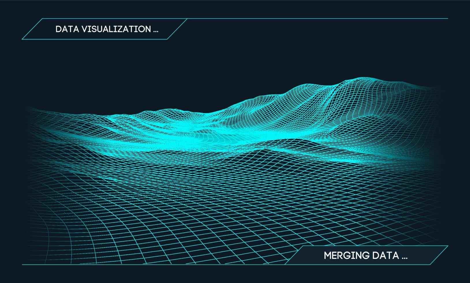 astratto vettore wireframe paesaggio sfondo. cyberspazio griglia. 3d tecnologia wireframe vettore illustrazione. digitale wireframe paesaggio per presentazioni .