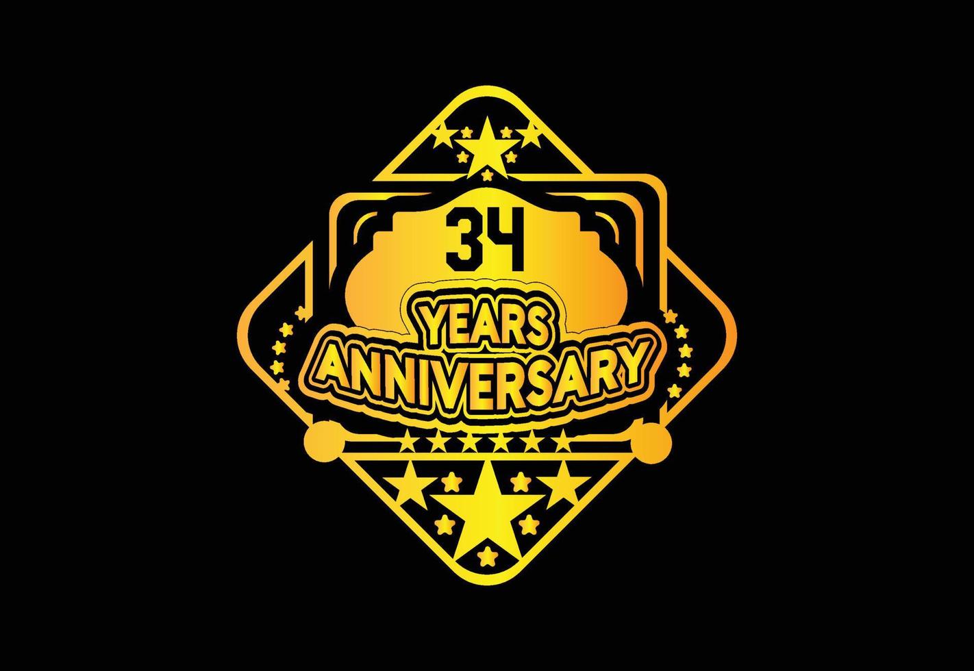 34 anni anniversario logo e etichetta design vettore
