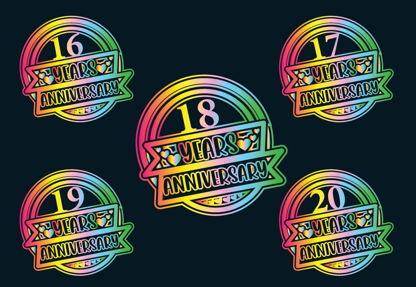 16 per 20 anni anniversario logo e etichetta design vettore