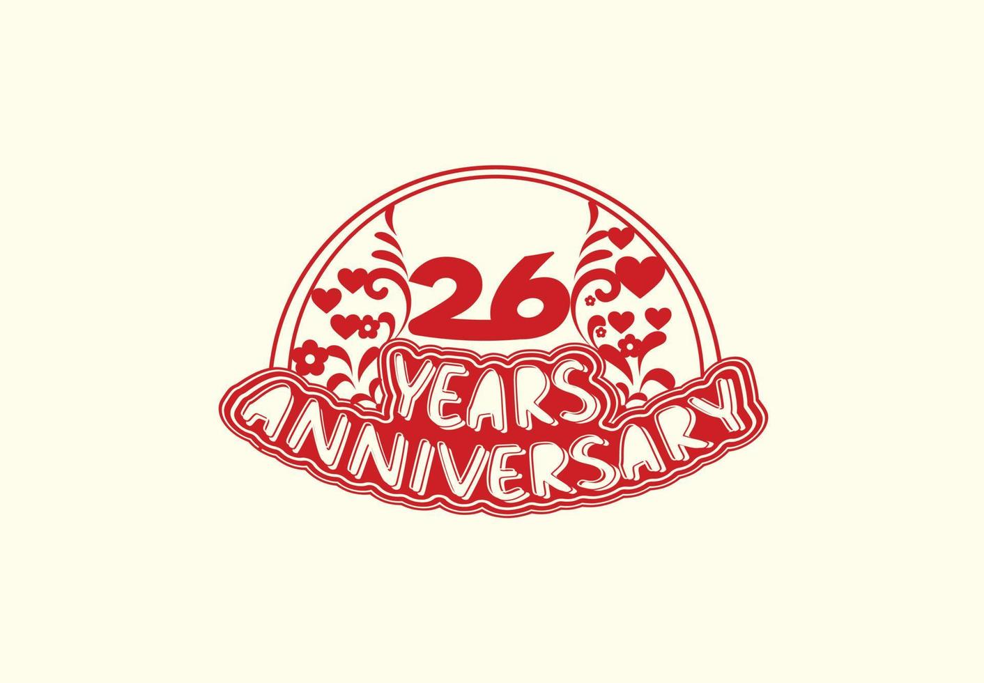 26 anni anniversario logo e etichetta design vettore