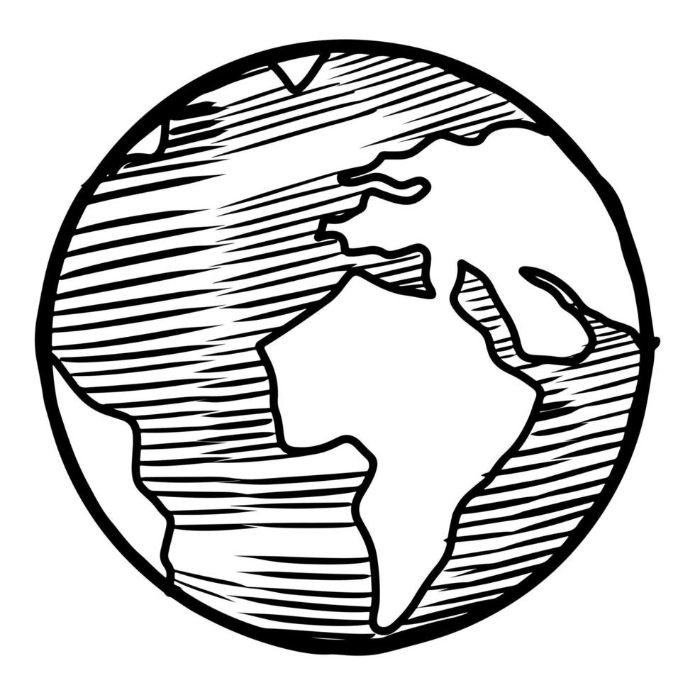scarabocchio schizzo stile di mano disegnato globo vettore illustrazione per concetto design.
