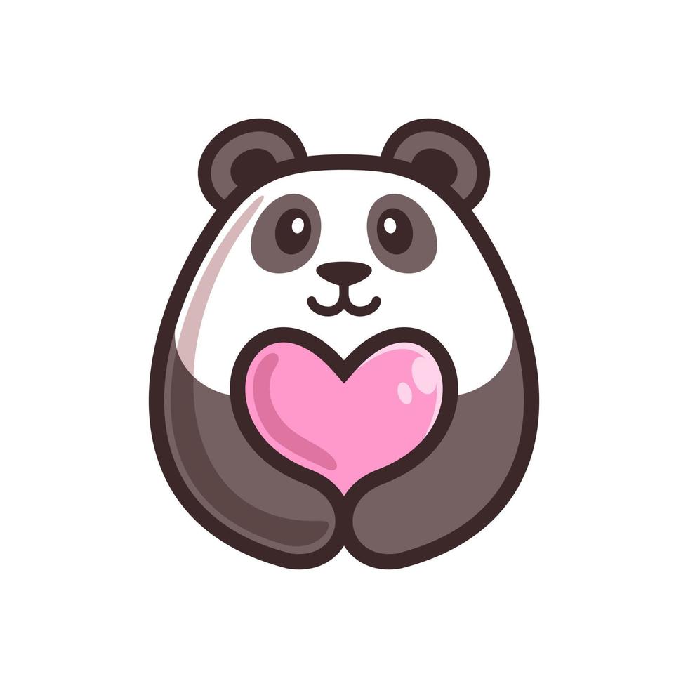 panda abbraccio con amore cartone animato logo design vettore