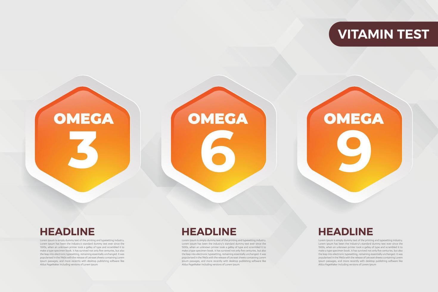 Omega 3, omega6, omega9 vitamina icona vettore illustrazione olio pesce omega