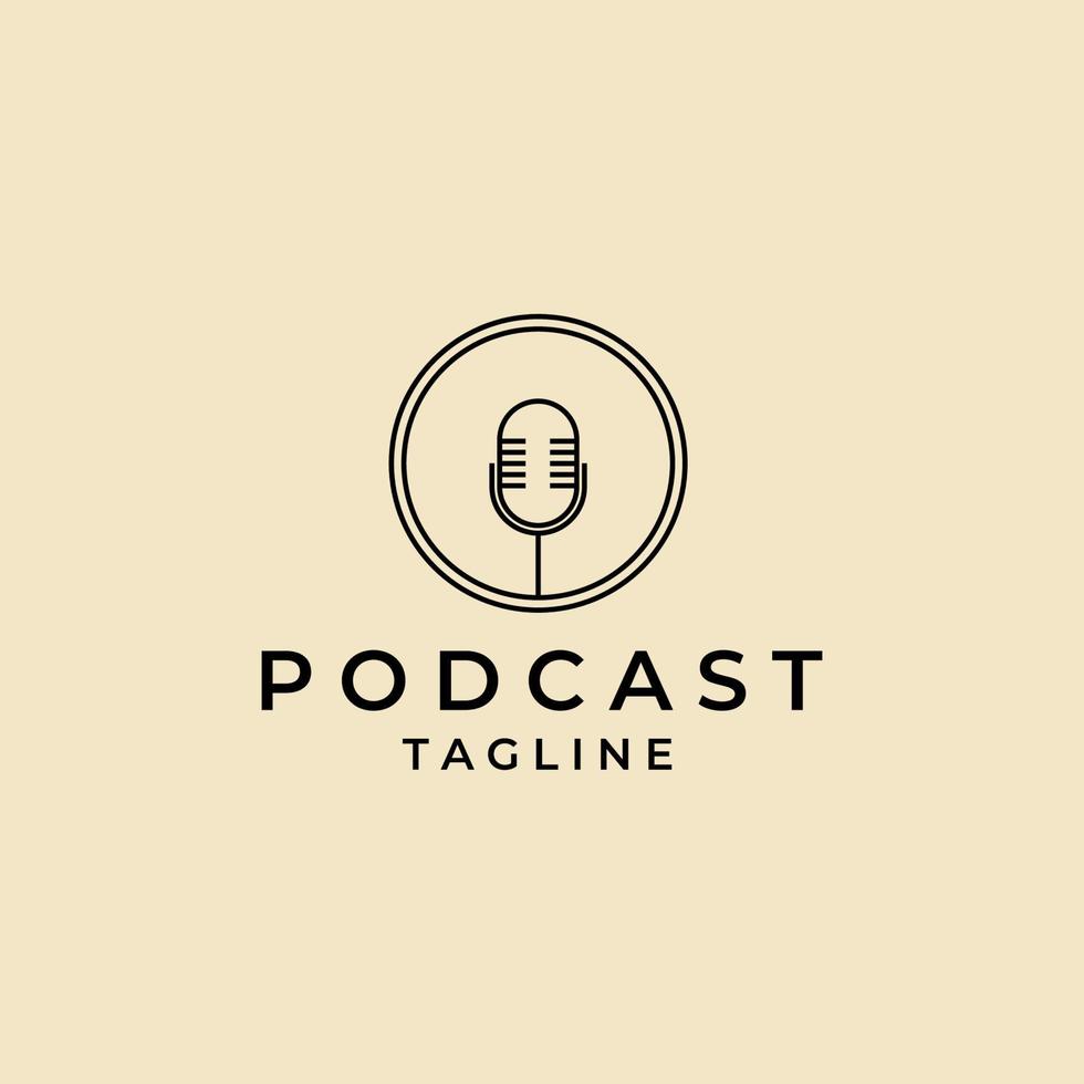 semplice mic Podcast linea arte logo vettore design modello