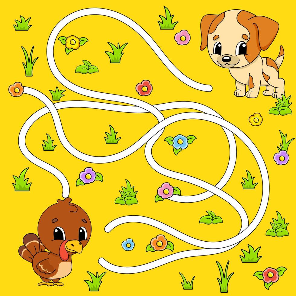 labirinto divertente per i bambini. puzzle per bambini. personaggio dei cartoni animati. enigma del labirinto. illustrazione vettoriale a colori. trova la strada giusta.