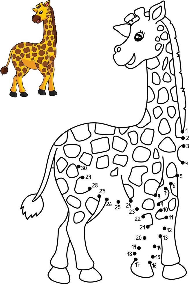 punto per punto giraffa isolato colorazione pagina per bambini vettore