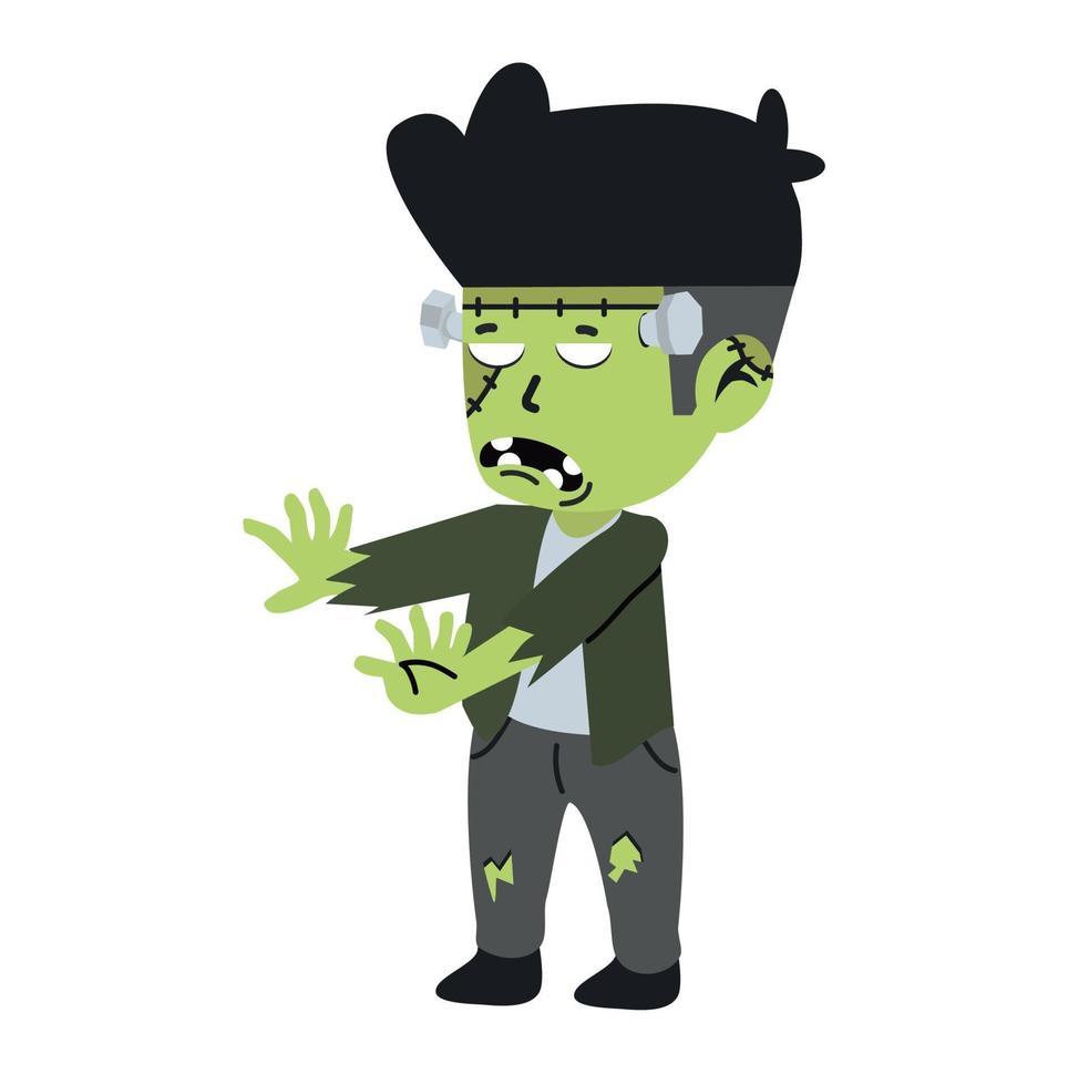 Frankenstein mostro Halloween cartone animato piatto vettore