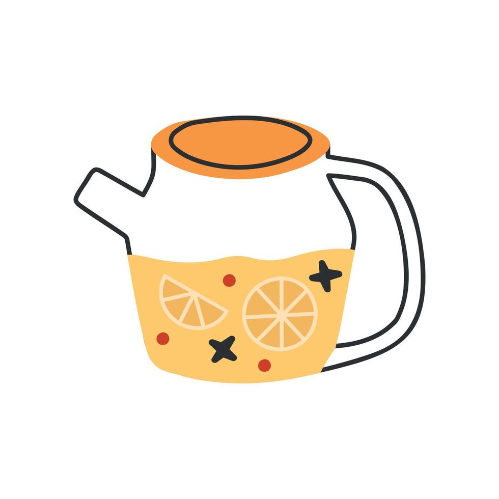 bicchiere teiera con tè isolato nel bianca sfondo. tè con Chiodi di garofano, frutti di bosco e Limone. vettore