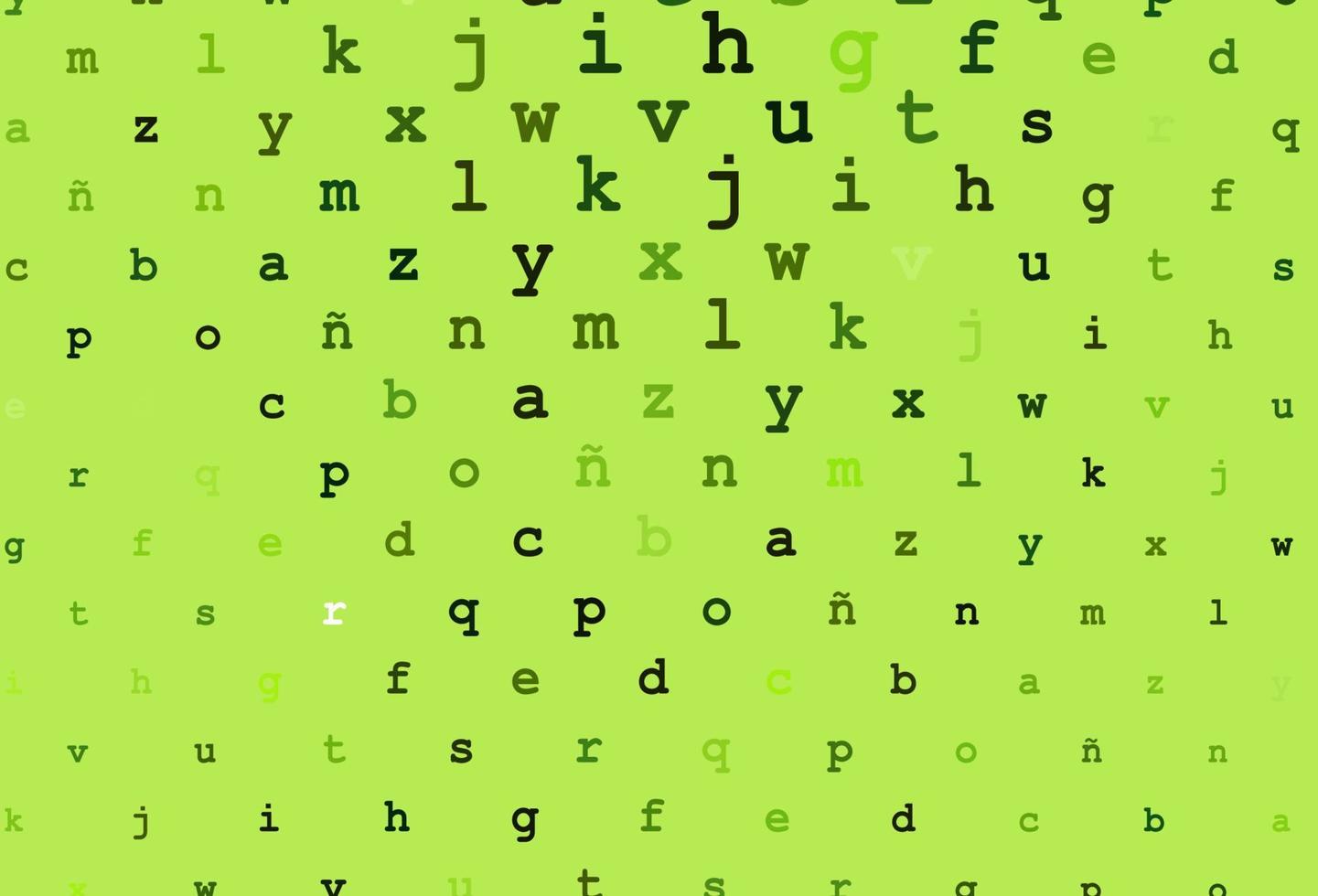 sfondo vettoriale verde chiaro con segni di alfabeto.