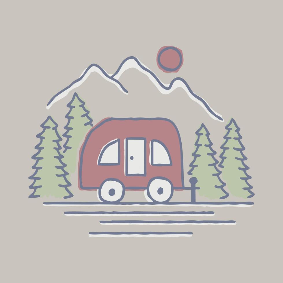 furgone in viaggio nel il bene natura grafico illustrazione vettore arte maglietta design