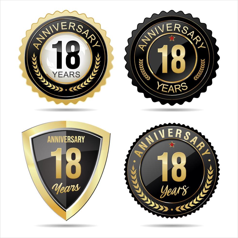 collezione di anniversario d'oro badge e etichette vettore illustrazione