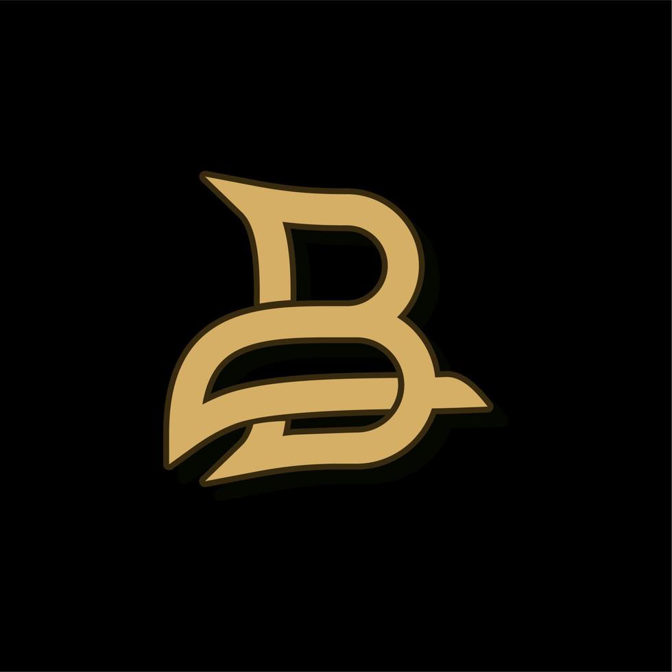 monogramma iniziale B aquila uccello logo disegno, d'oro B logo con aquila testa vettore