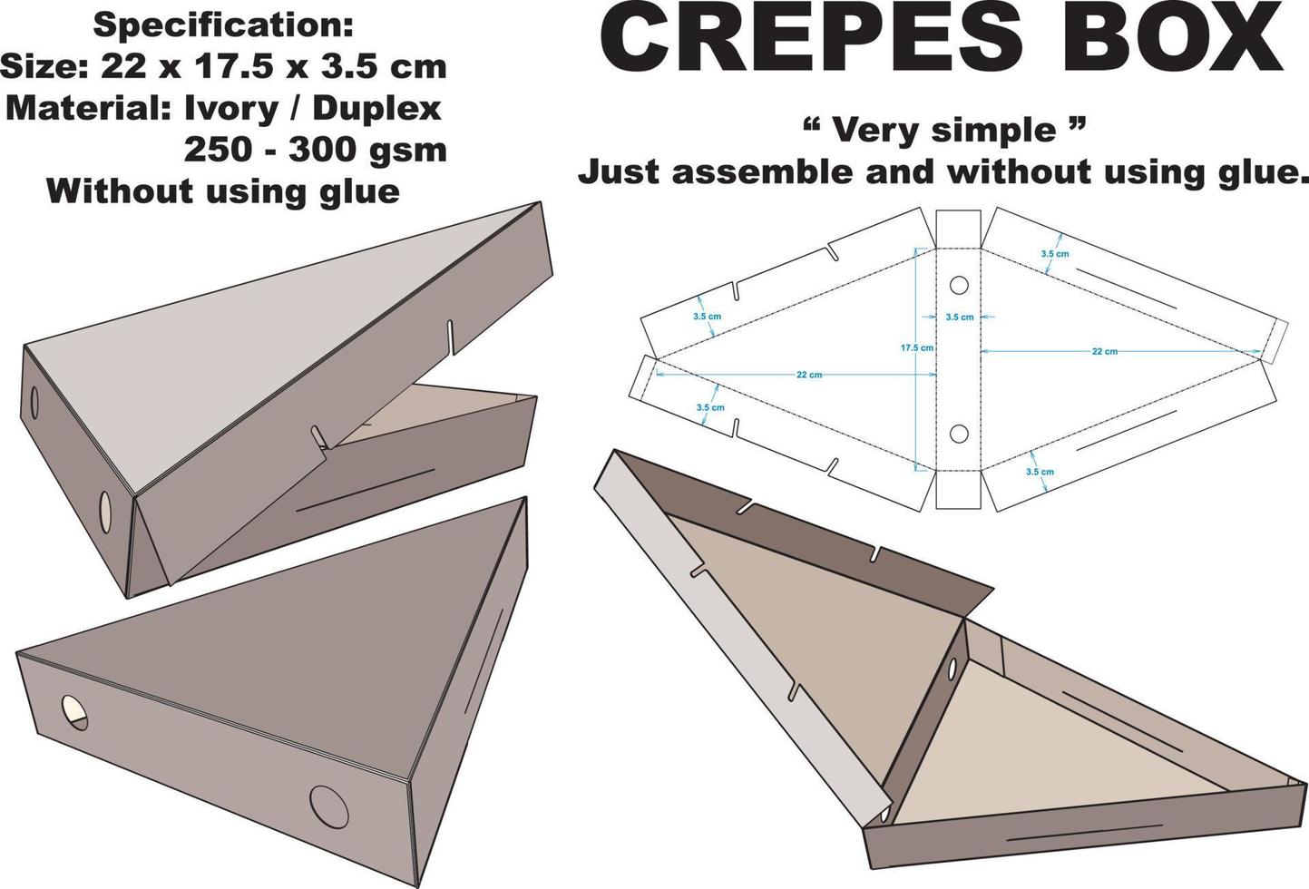 scatola crepes quello siamo semplice e avere un interessante forma. molto facile per montare e senza utilizzando colla vettore