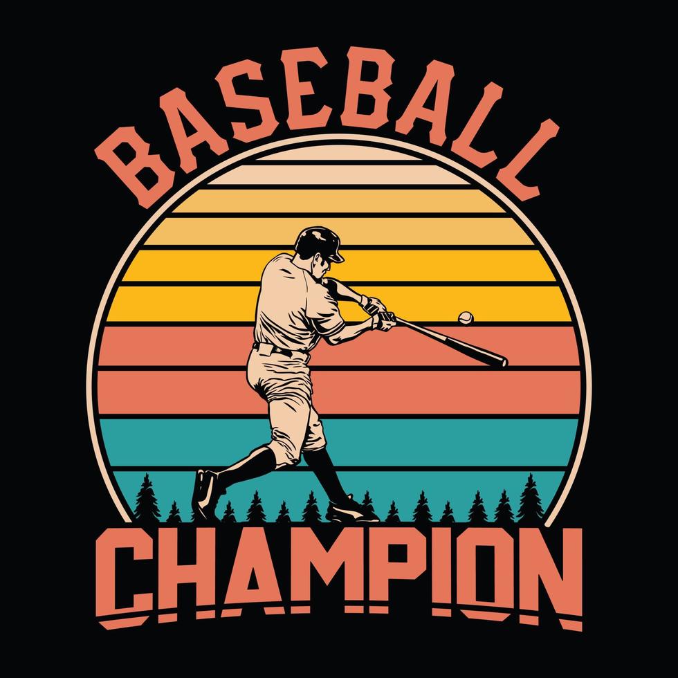 baseball campione - baseball t camicia disegno, vettore, manifesto o modello. vettore