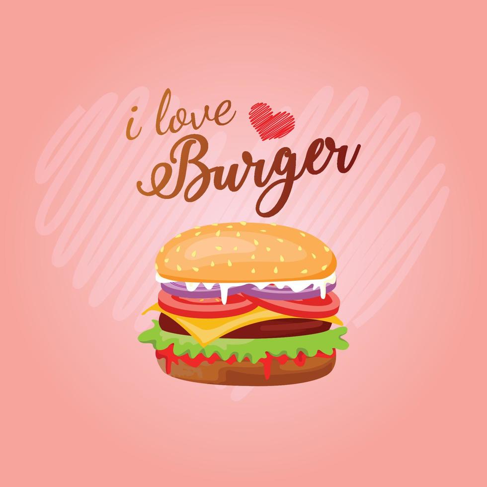 io amore hamburger premio vettore illustrazione